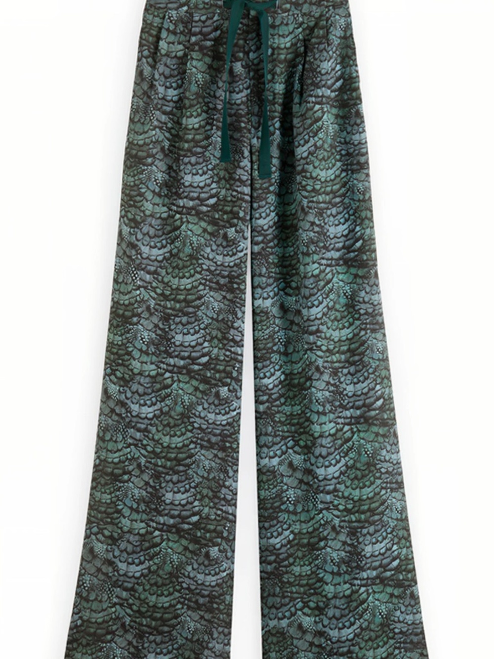 Scotch & Soda “Dance All Night” Eleni Wide Leg Pants Green Print Size S / 30 - Picture 3 of 4